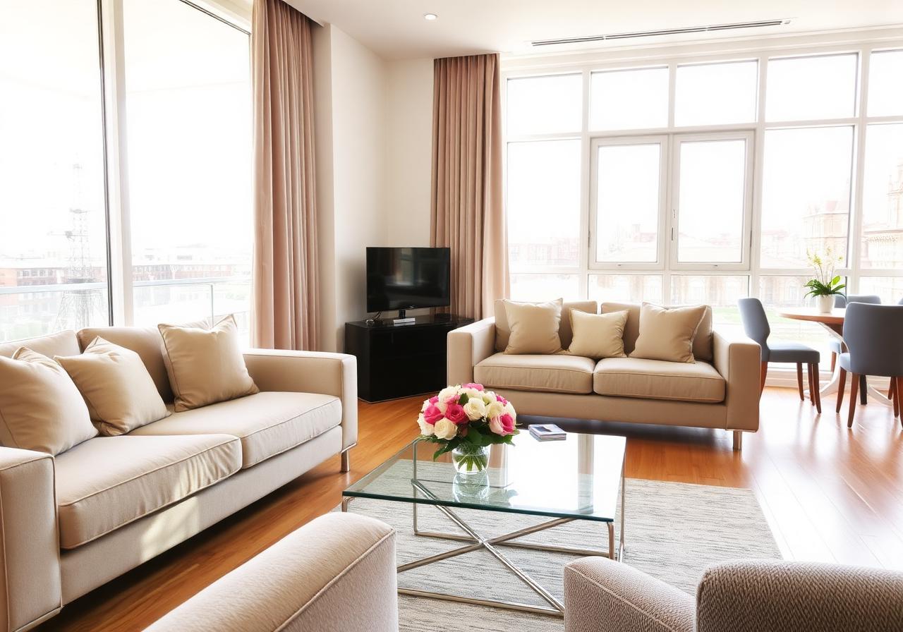 Luxury serviced apartment professionally cleaned and prepared to hotel standard by Top Notch Cleans